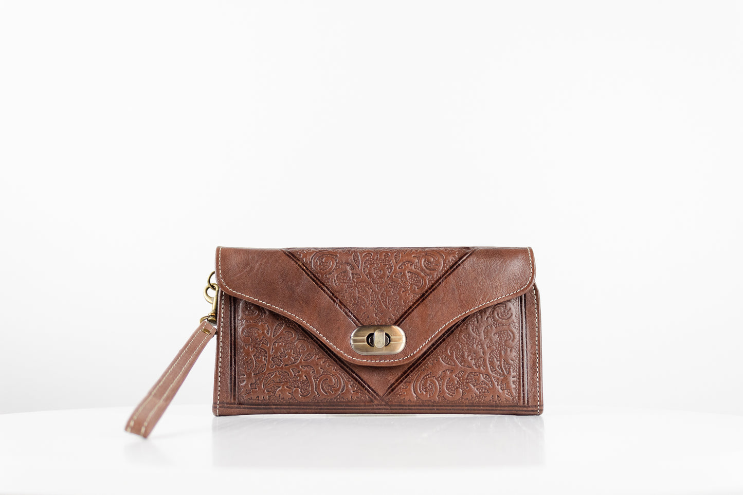 Hand Carved Leather Clutch