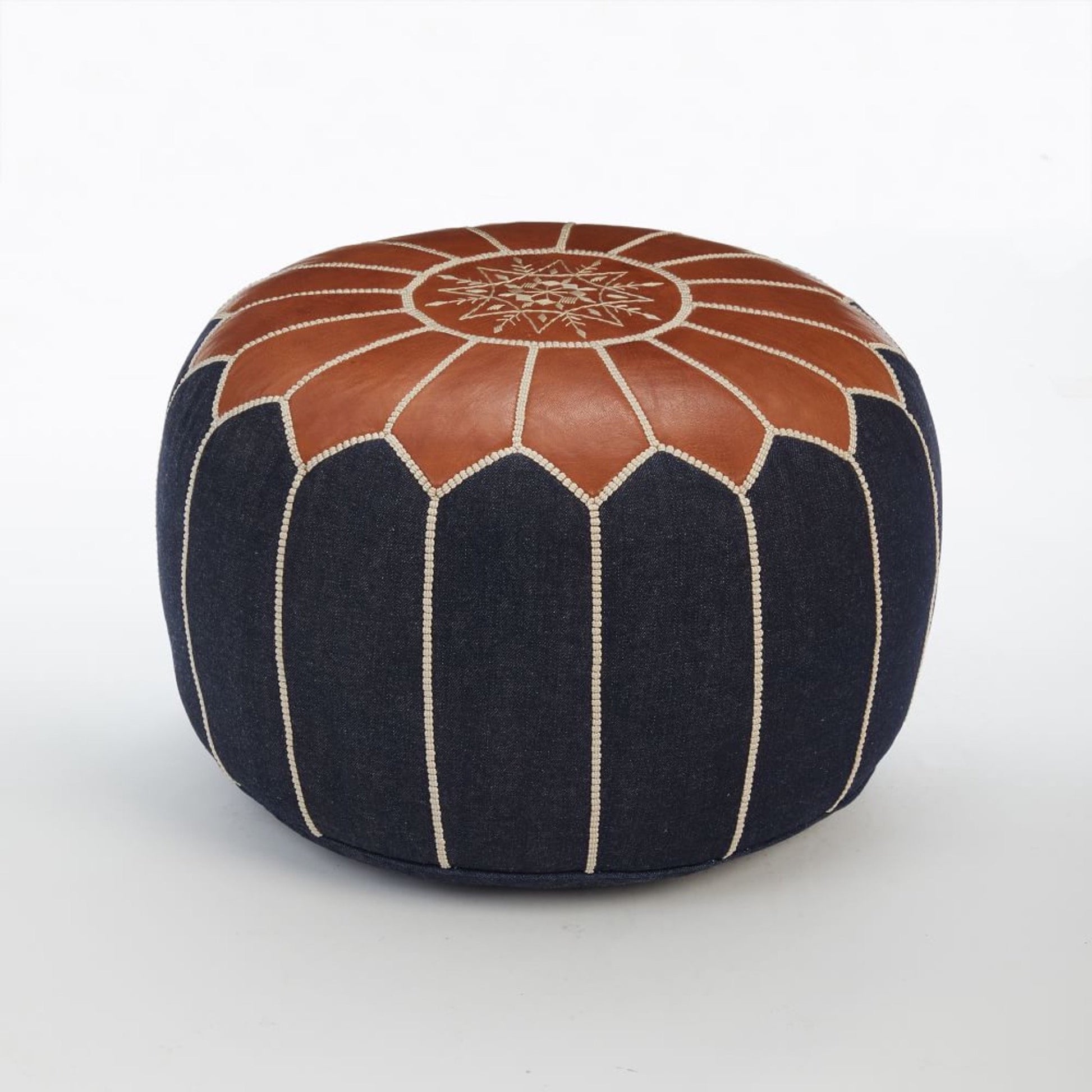 Fill Leather Pouf From Marrakesh With cloth and polyester ball